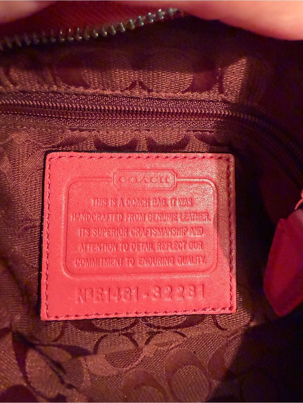 Coach Red Leather Shoulder Bag with Signature Interior Patch